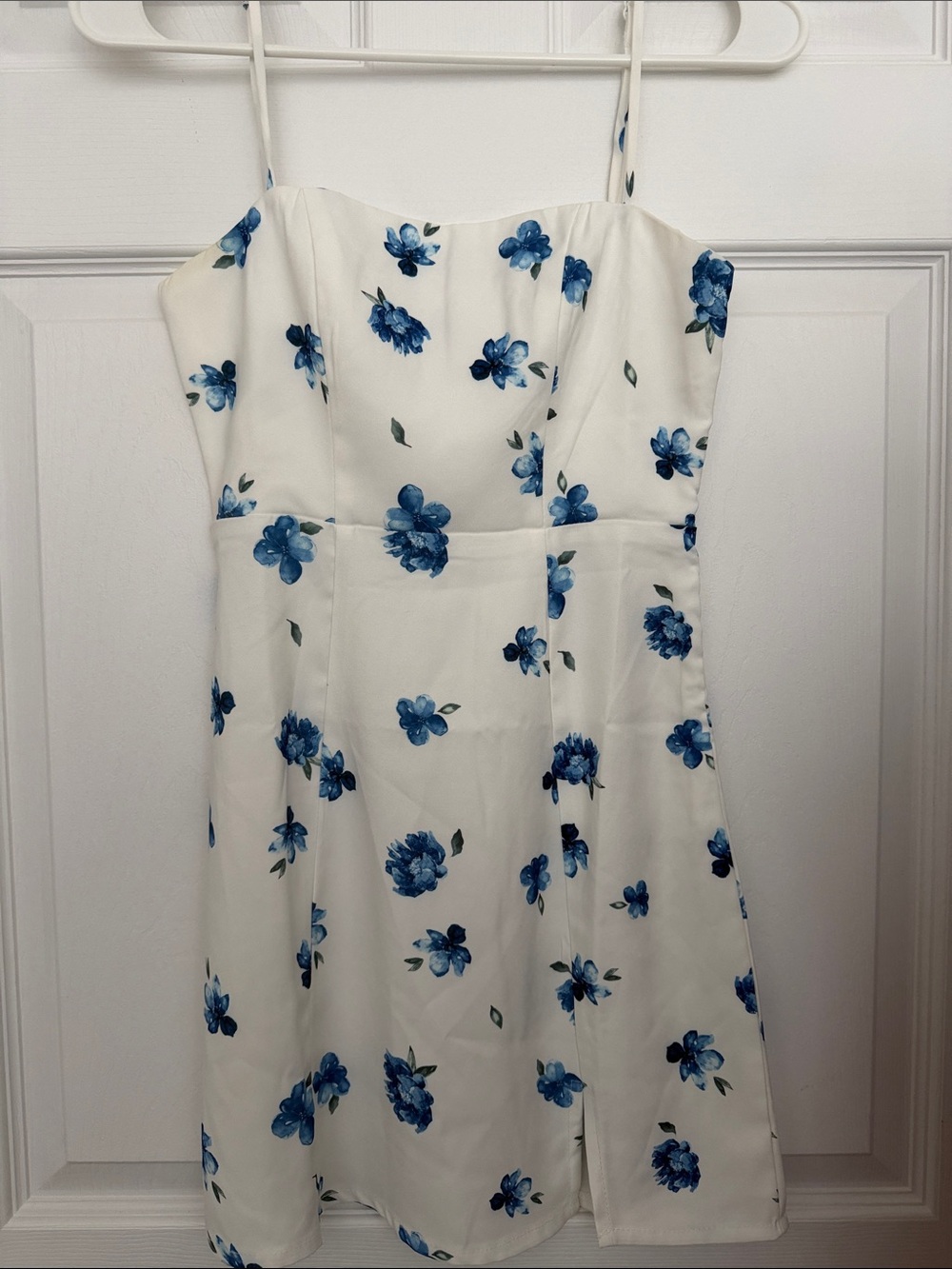 Princess Polly White Mini Dress with Blue Floral Print